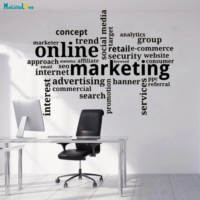 Word Quote Office Wall Sticker Web Design Marketing Business Inspirational Decor Teamwork Art Decals Self Adhesive Yt1248 Wall Stickers Aliexpress