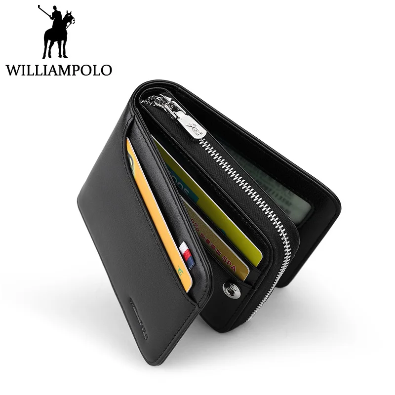 

WILLIAMPOLO Original Leather Card Holder Men Small Credit Card Wallet Genuine Leather Card Case Elegant Design Black Brown Blue