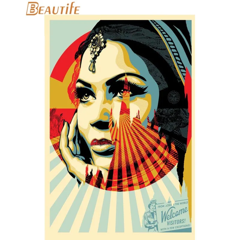 

Custom shepard fairey Poster Home Decoration Fashion Silk Fabric Wall Poster Custom Poster Print More Size