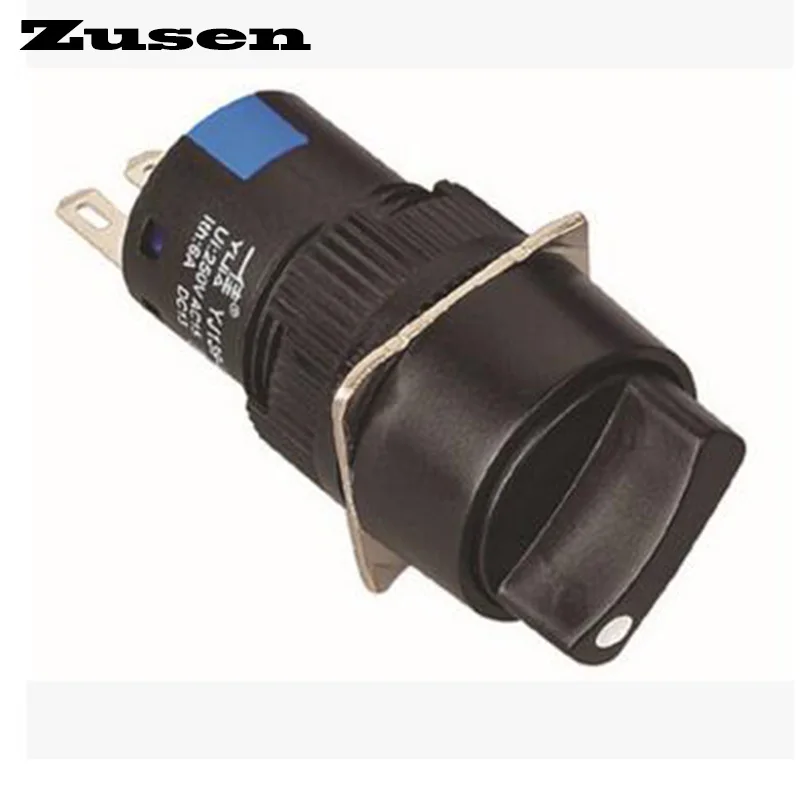 

Zusen 16mm round plastic selector switch 2 position fixed 1NO1NC