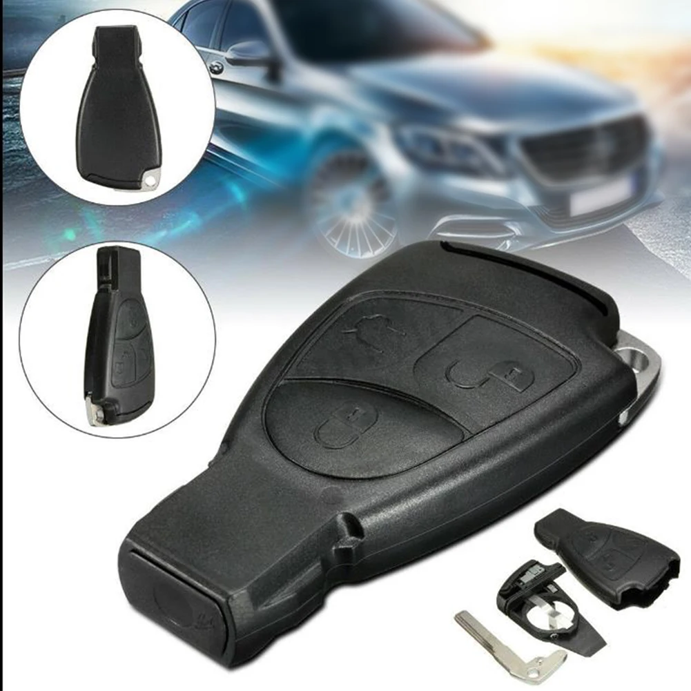 

External Car Key Cover With Battery Clip Detachable Easy Install Case Scratchproof 3 Buttons Protect Accessories For Mercedes 3