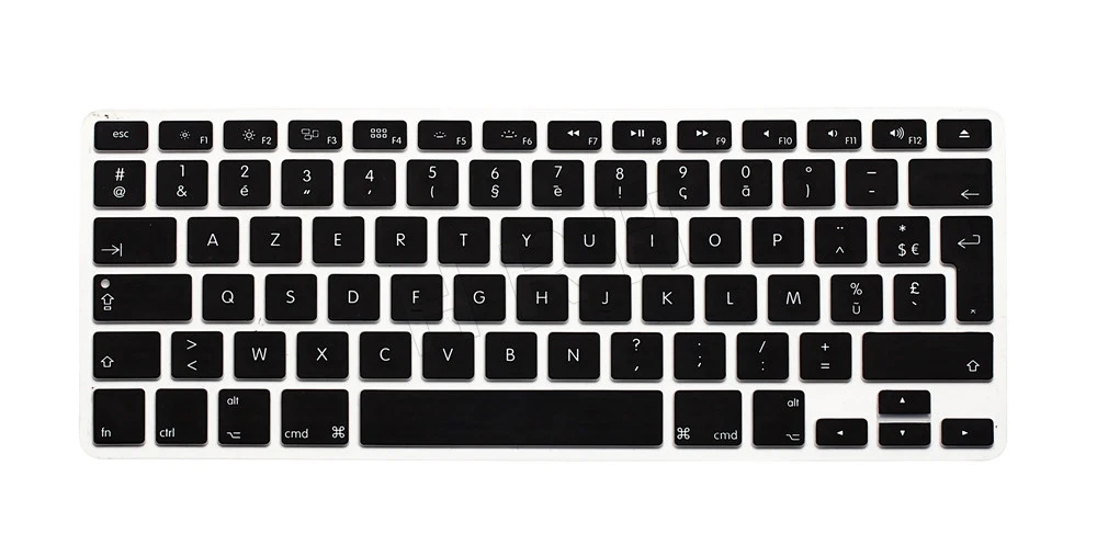 HRH 50 шт. AZERTY французский Великобритания Силиконовый чехол для клавиатуры Защита кожи для MacBook Pro Air 13 15 17 Air 13 retina display до - Цвет: Black