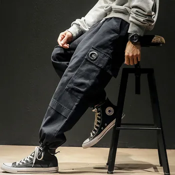 

Plus Size M-5XL Male Big Side Pockets High Quality Solid Sweatpant Casual Cotton Pants Fashion Men Hip Pop Pant Trouser 2 Colors