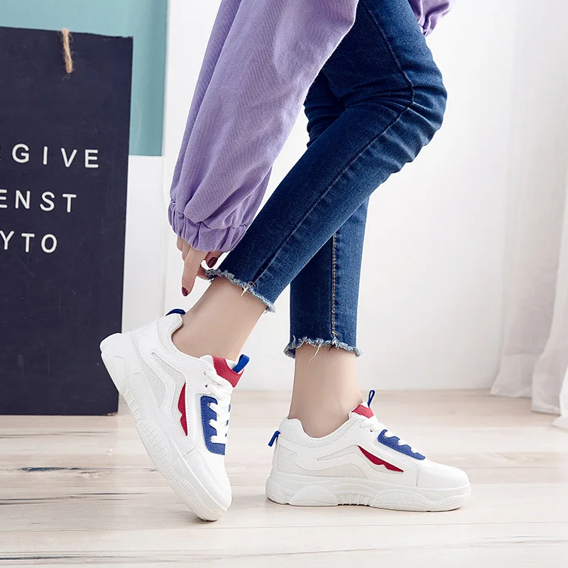 

2019 autumn new fashion simple color matching casual shoes women trend mesh breathable comfortable flat shoes