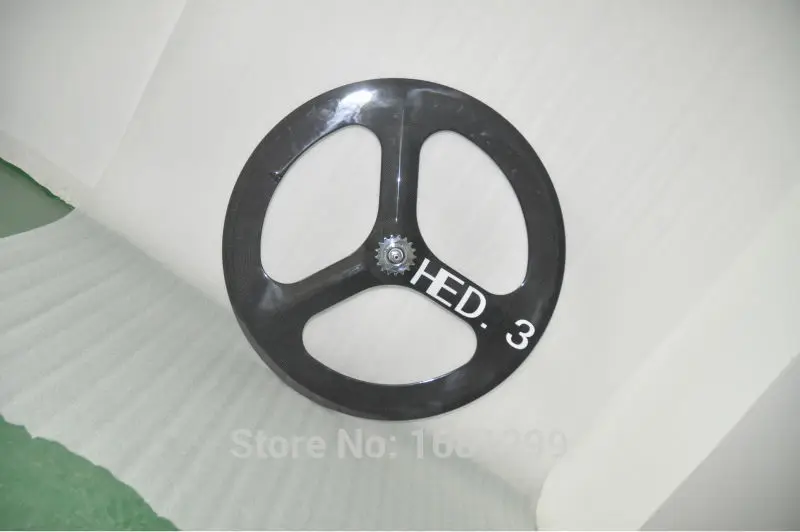 Top 1Pcs New 700C 3 spokes and clincher rim integrated Road Track Fixed Gear bicycle 3K UD 12K full carbon bike wheelsets Free ship 2