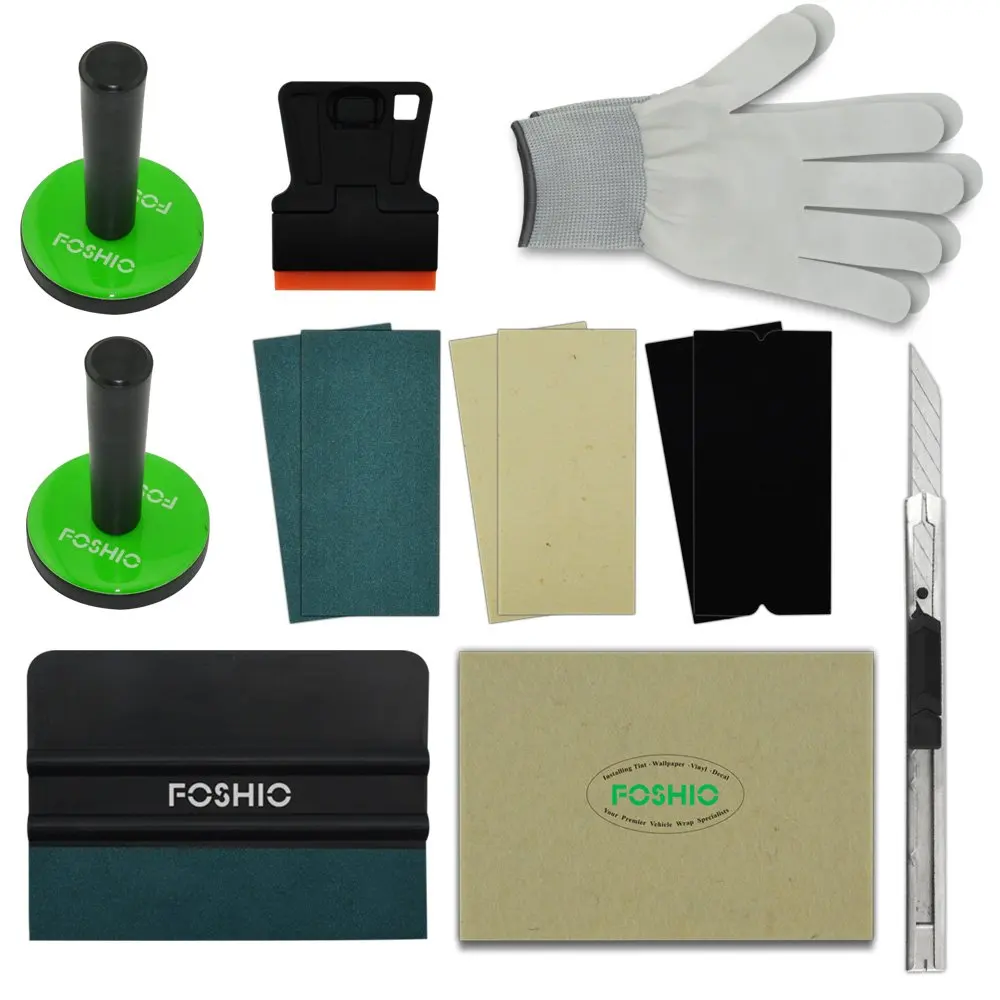 

FOSHIO Window Tint Tools Car Wrap Application Kit Film Wool Squeegees Vinyl Cutter Knife Gloves Auto Car Sticker Magnet Holders
