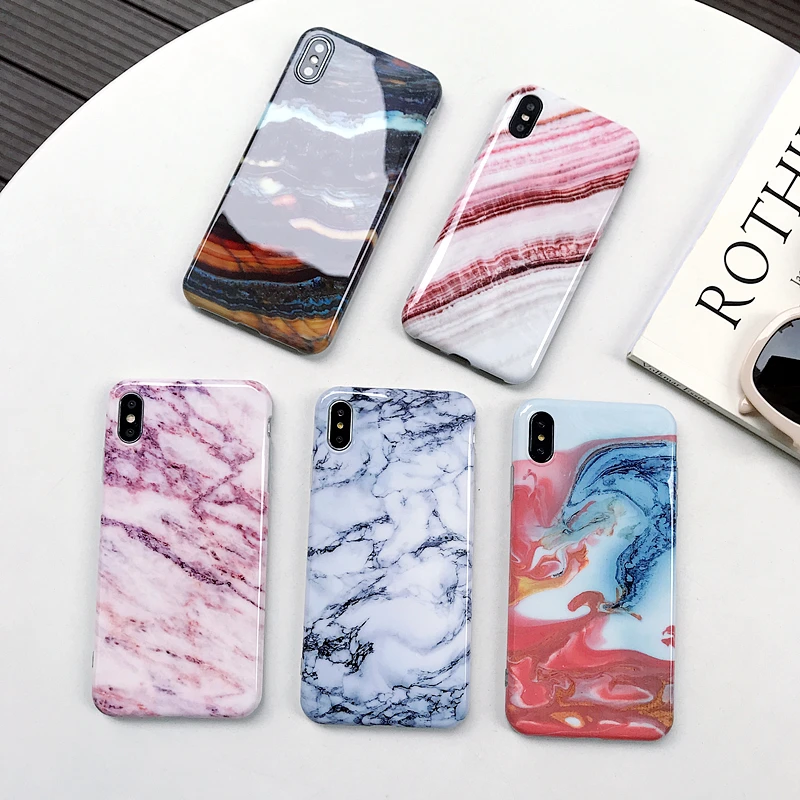 

For iPhone X Cover 6 7 8 Plus 10 XS MAX XR Luxury Soft Case Glossy Glitter Marble Phone Covers For iPhone 6S Case