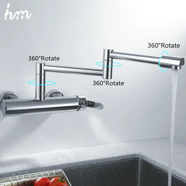 Best Price hm Kitchen Faucets Kitchen Sink Faucets Single Handle Mixer Tap Chrome Finish Pot Filler Faucet 100% Brass Folding Faucet