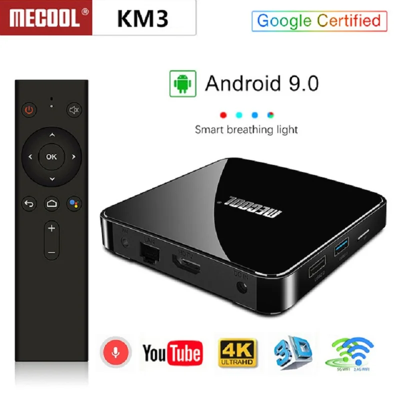 MECOOL 10PCS/LOT KM3 ATV Androidtv Google Certified Android 9.0 TV Box 4GB 64GB Amlogic S905X2 | Электроника