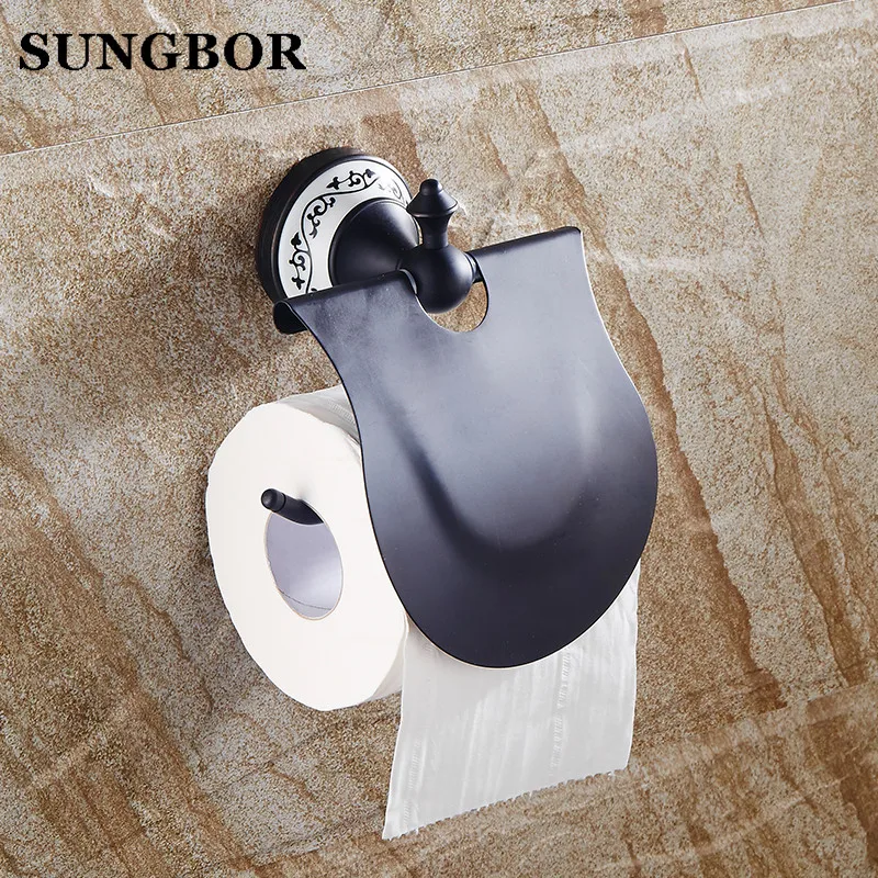 

High Quality Black Oil Brushed Toilet Paper Holder Brass Paper Roll Holder,Tissue Holder,Bathroom Accessories Products SY-4808H