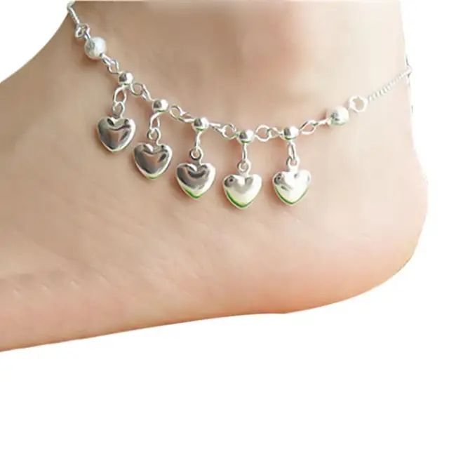 5 Heart Anklets For Women Chain Ankle Bracelet Barefoot Charm Anklet 5 Heart Anklets For Women Chain Ankle Bracelet Barefoot Charm Anklet Sandal Beach Foot Jewelry Womens