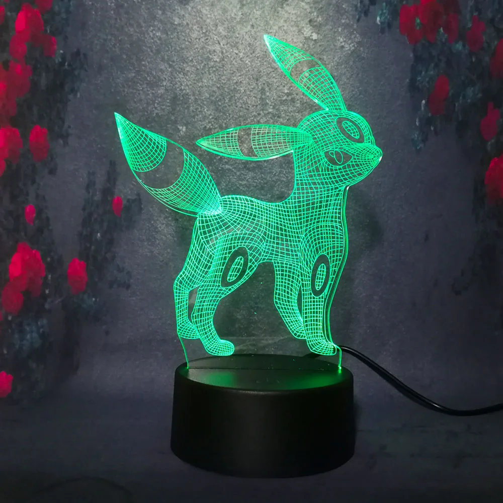 Милый 3D ночник Pokemon Umbreon 7 цветов светодиодный светильник USB для детей