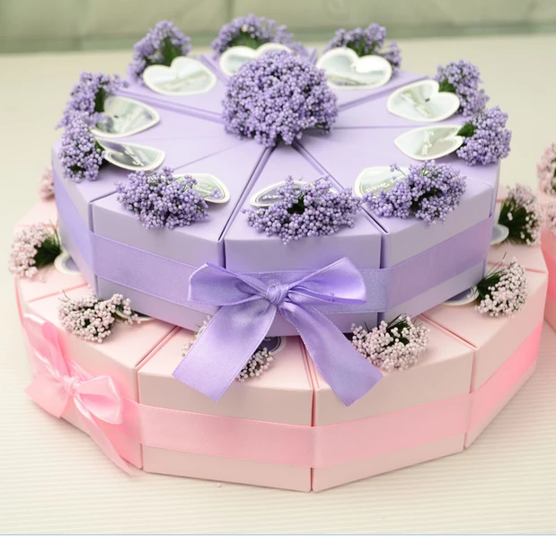 50ピース 5ケーキ パープル ピンクケーキスタイル結婚式の好意キャンディーボックスラベンダーフラワー装飾チョコレート紙ギフトボックス Box Mario Box Puppetbox Transparent Aliexpress