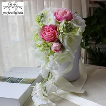 Perfectlifeoh Мода PE Кристалл искусственные цветы для невесты Руки держа Цветок каллы в форме капли новобрачная, букет