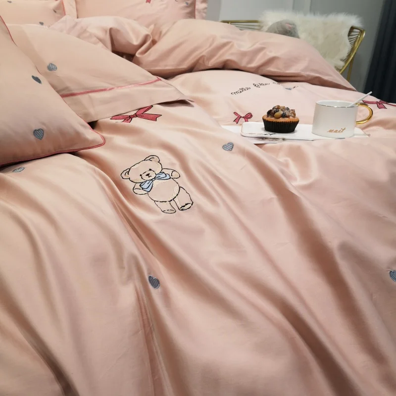 Waliicorners Home Bedding Sets brown egyptian cotton Soft duvet Cover embroidery Bed Set pillowcase King size Queen size 4pcs 40 IMG_20190113_112016