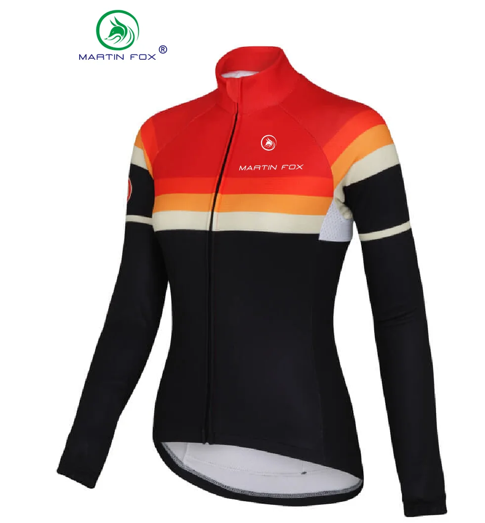 MARTIN FOX Orange Lady Cycling Jersey Long Sleeve 2017 High Quality
