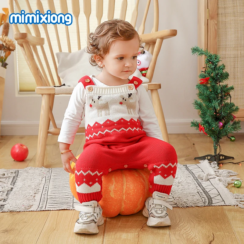 Baby Rompers Christmas For Kids Boys Girls Jumpsuits Autumn Sleeveless Knitted Newborn Bebes Onesie 0-24Months Children Overalls