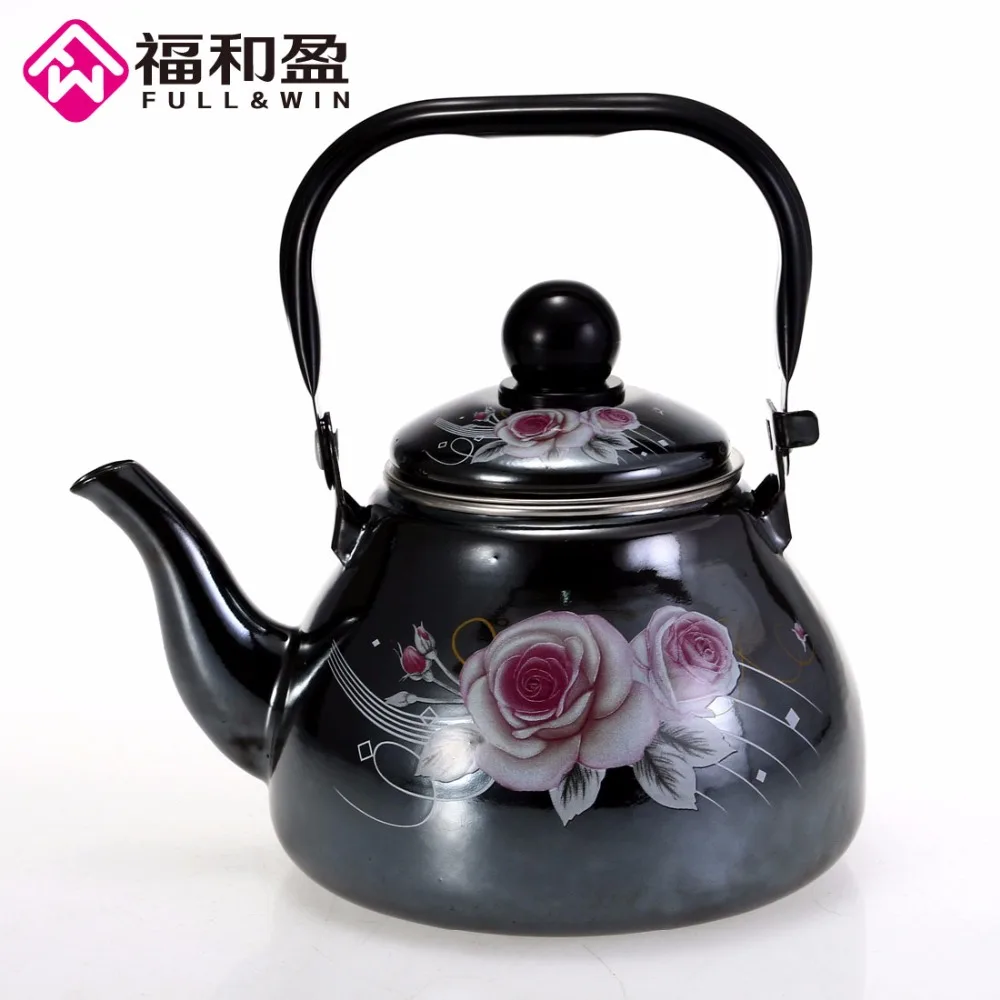 

1Pcs 1.1L Mirror Glaze Enamel Pot Smooth Black Kitchen Kettle Used On for Tea and Drink Storage with filtering funnel