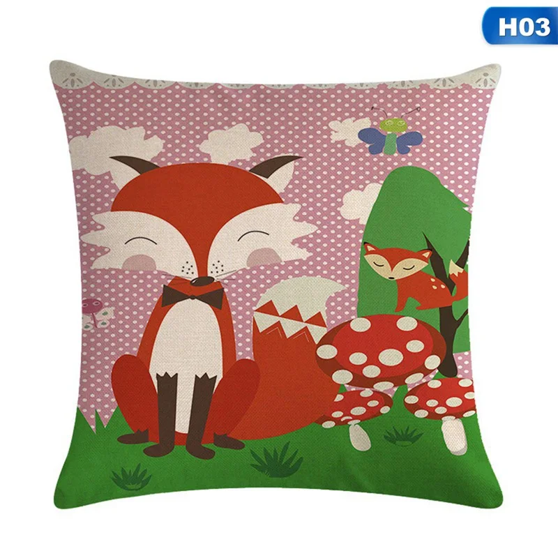 Домашний стул диван Декор мультфильм красная лисица чехол для подушки с принтом милый Лес животных льняная наволочка