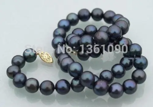 

000578 10-11MM NATURAL TAHITIAN GENUINE PERFECT BLACK PEACOCK PEARL NECKLACE