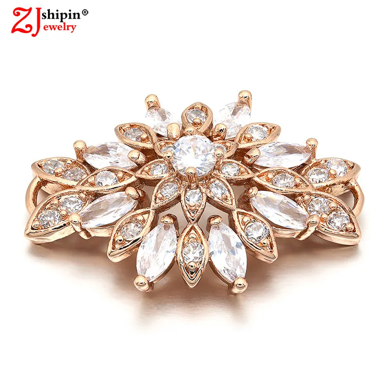 

ZJSHIPIN New Flower-shaped Micro-inlaid Zircon CZ Jewelry Accessories Connector for DIY Necklace Bracelet Making