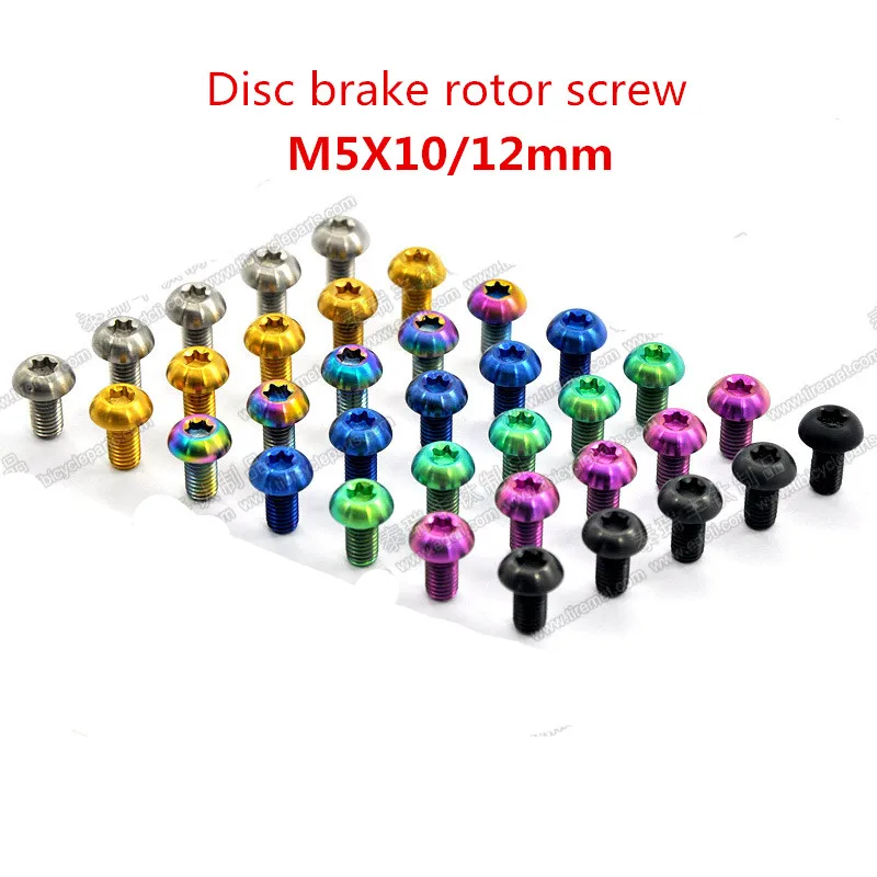 

12pcs Bicycle disc brake rotor screw titanium m5x10/12mm mtb road bike BMX disc installation ti bolt standard anti-oxidation