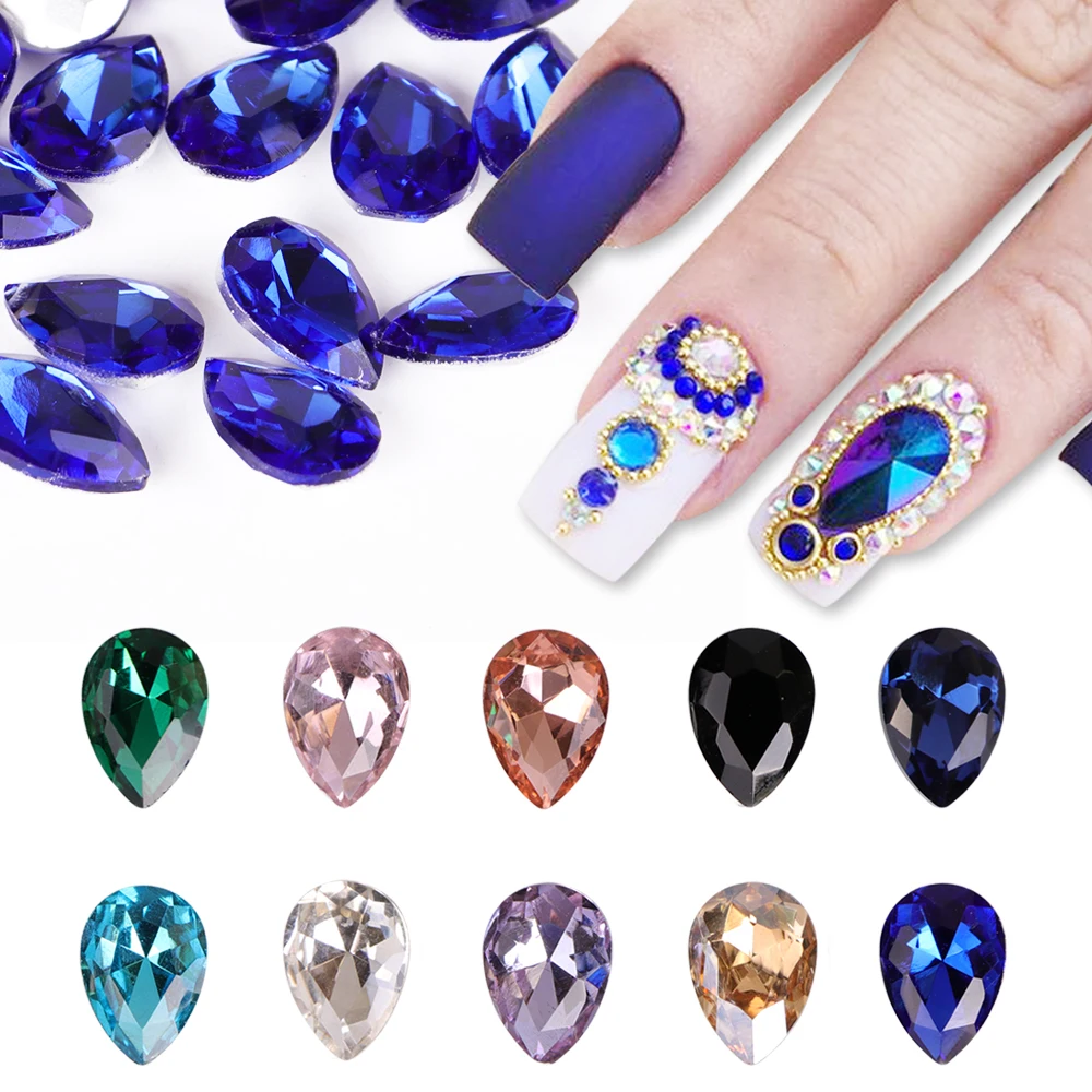 

10pcs Nail Art Rhinestones Crystal Strass Waterdrop Diamond Shiny 3D Charm Glitter Gem Manicure Decoration Accessories JI030