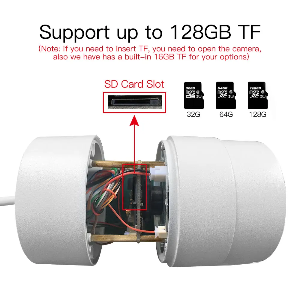 SDETER Outdoor Waterproof Bullet IP Camera Wifi Wireless Surveillance Camera Built-in 16G Memory Card CCTV Camera Night Vision