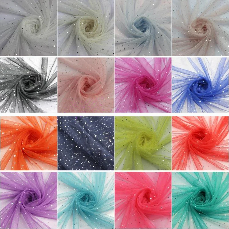 По метру цветная ткань с блестками Мягкая Сетка кружевная ткань с пайетками