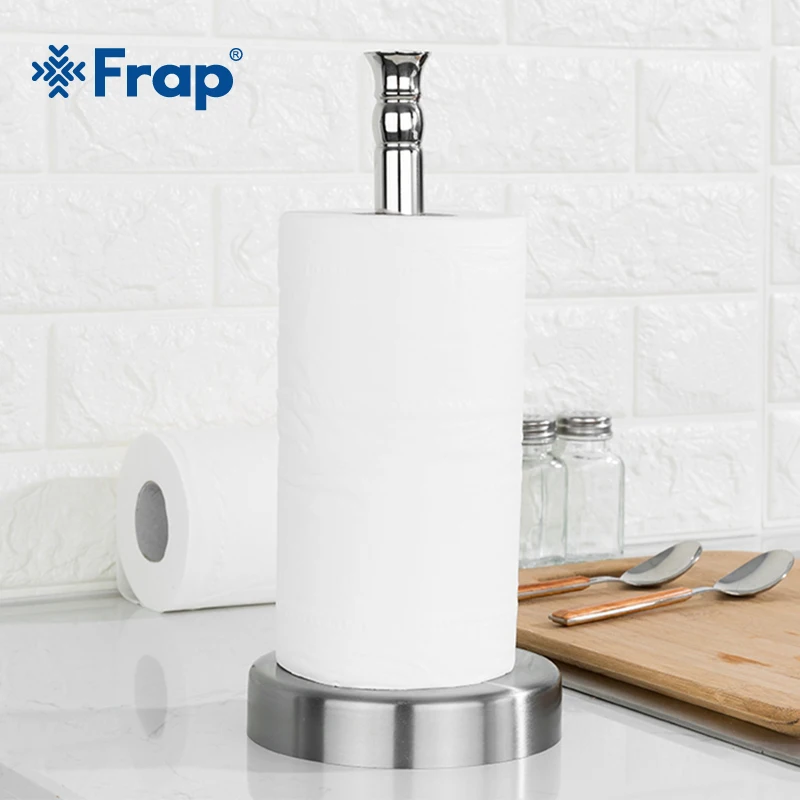 

Frap Stainless Steel Toilet Kitchen Roll Paper Holder Can Move Stick Hooks Rack Bathroom Creative Desktop Storage Shelf Y14005