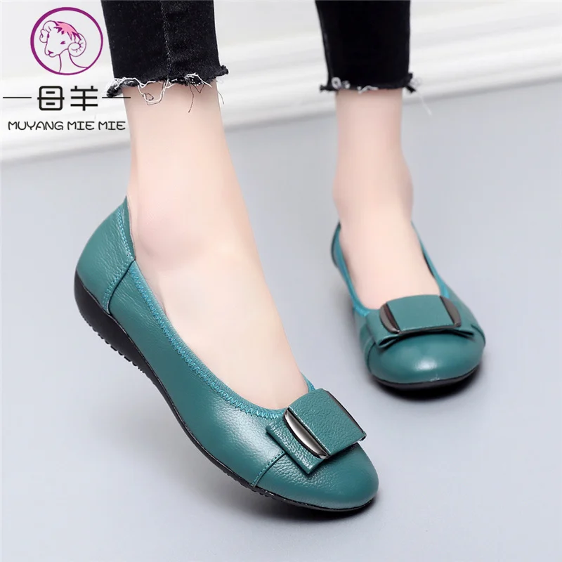 genuine leather flat shoes