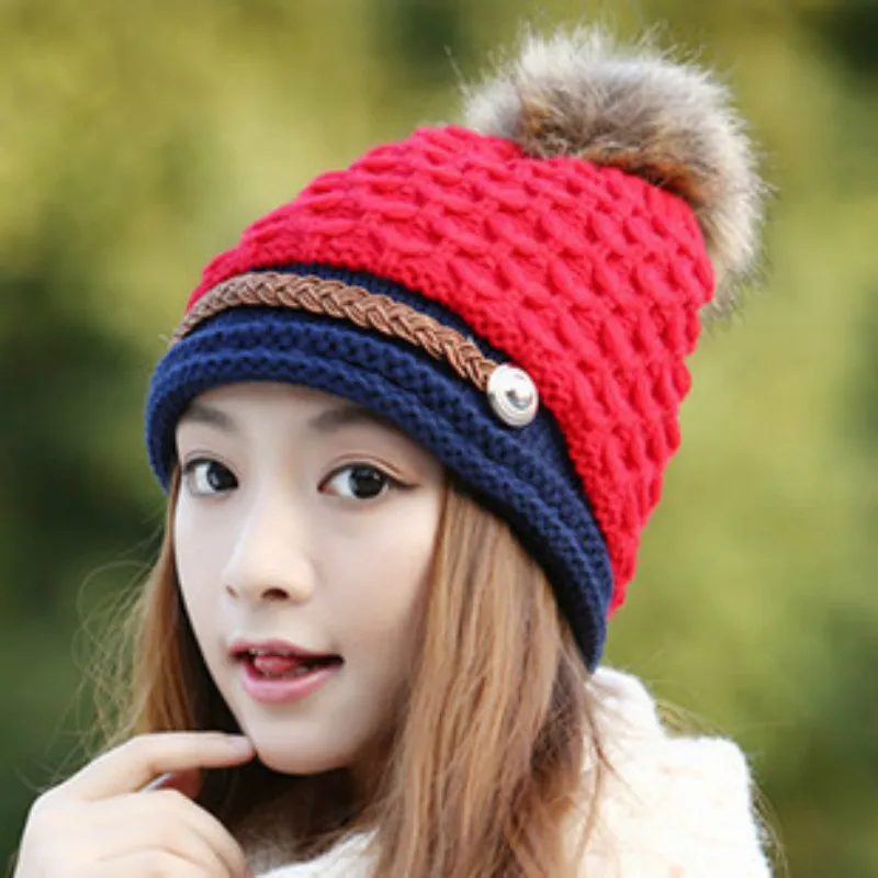 New Fashion Winter Hats for Women Cute Handmade Knitting Warm Skullies