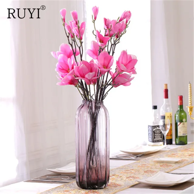 height quality 4heads bouquet silk magnolia flower artificial flower size by height