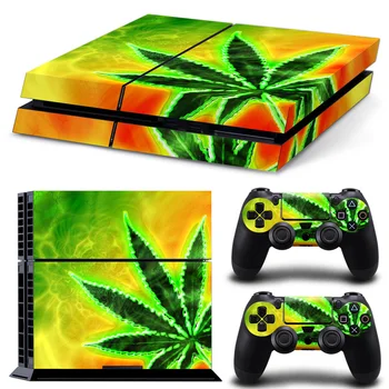 

Free drop shipping Green and Yellow Leaves Decal Skin Sticker Cover For PS4 Console+ 2PCS Controllers Skins Decals #TN-PS4-1950