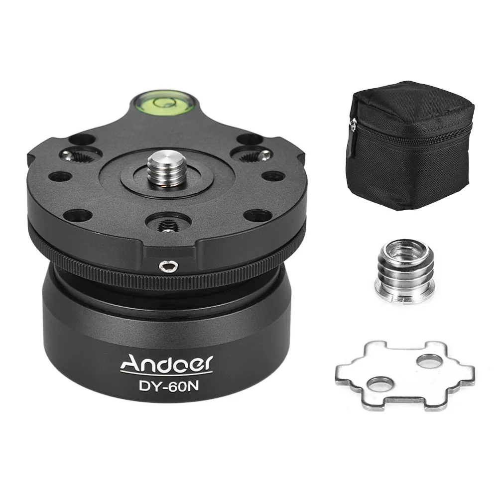 Andoer Tripod Head DY-60N Tripod Leveling Base Leveler Adjusting Plate for Canon Nikon Sony DSLR Camera tripod ball head,leveling base mount