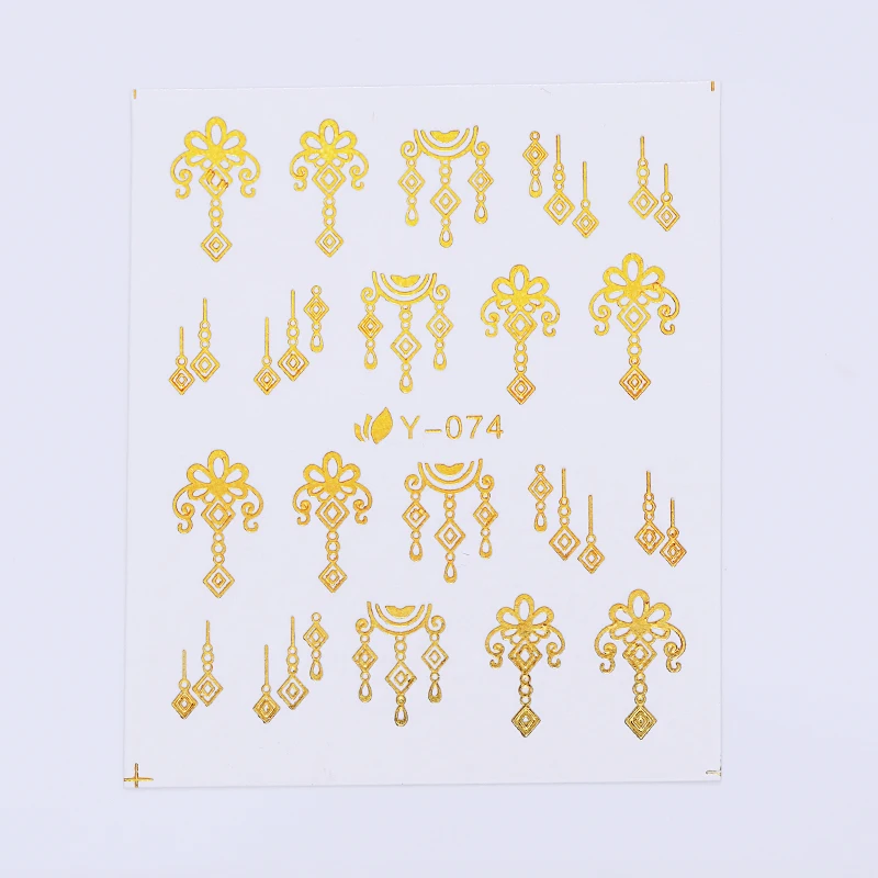 3D наклейки для ногтей серебряный золотой цветок бабочка милые животные смешанные узоры дизайн DIY переводные наклейки аксессуары - Цвет: 23