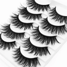 YOKPN искусственный норковый ресницы 5 пар 3D наращивание ресниц натуральные Толстые Накладные ресницы сценический макияж Накладные ресницы длинный объем