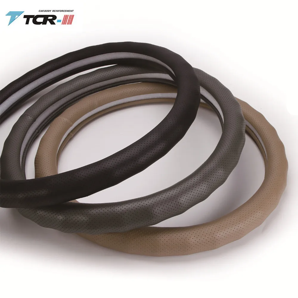 

Car steering wheel cover car accessories Black Gray Beige PU steering wheel cover 40 38CM for KIA HYUNDAI TOYOTA HONDA RIO LADA