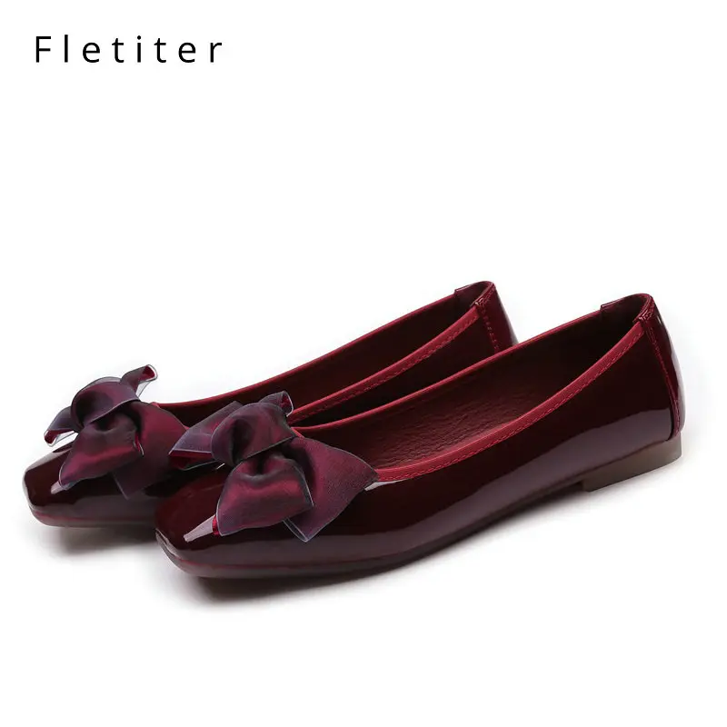 

Fletiter Women Loafers Mary Janes Flats Shoes 2019 Bow Casual shoes Shalow Slip on Boat Female Comfortable Ballet Size 35-41