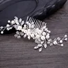 KMVEXO 2022 New European Design Leaves Wedding Hair Accessories Pearl Crystal Flower Bridal Hair Comb Wedding Hair Jewelry Gift ► Photo 3/6