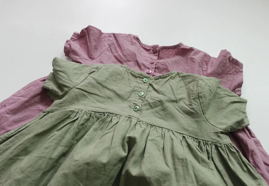 Летнее льняное платье макси для девочек в Корейском стиле; модная повседневная одежда для девочек; винтажное платье для девочек