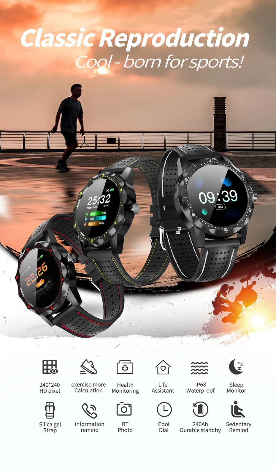 Смарт-часы SKY 1 pro для мужчин, пульсометр, кровяное давление, фитнес-трекер, умные часы, IP68, водонепроницаемые часы для android apple