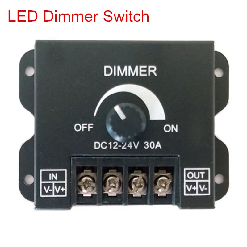 

LED Dimmer DC12-24V 30A 360W Adjustable Brightness Lamp Strip Driver Single Color Light Power Supply Controller 5050 3528