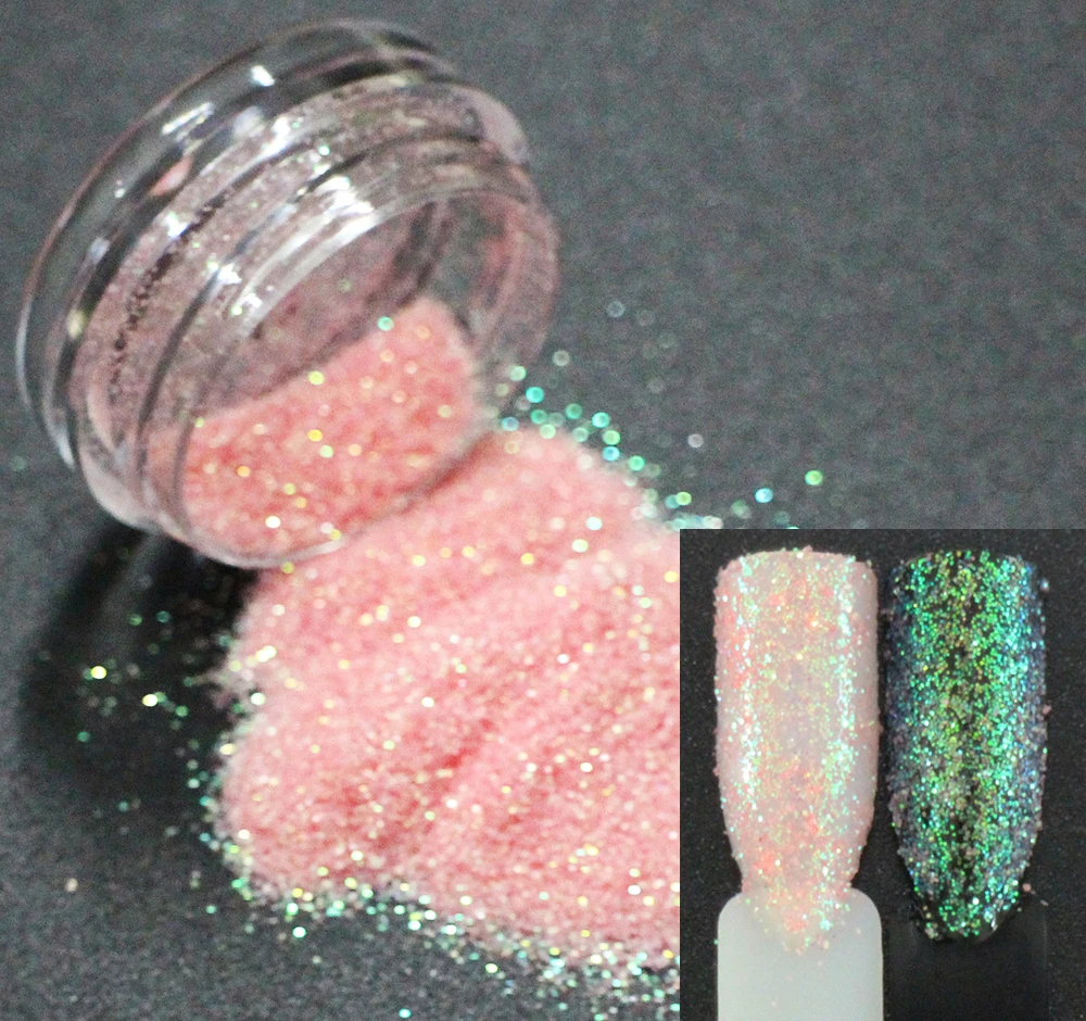 

2g/pot, 0.2 mm 008 Size Iridescent Pink With Gold Light Color Glitters Powders For Nail Art,Tatto Art Decorations DIY