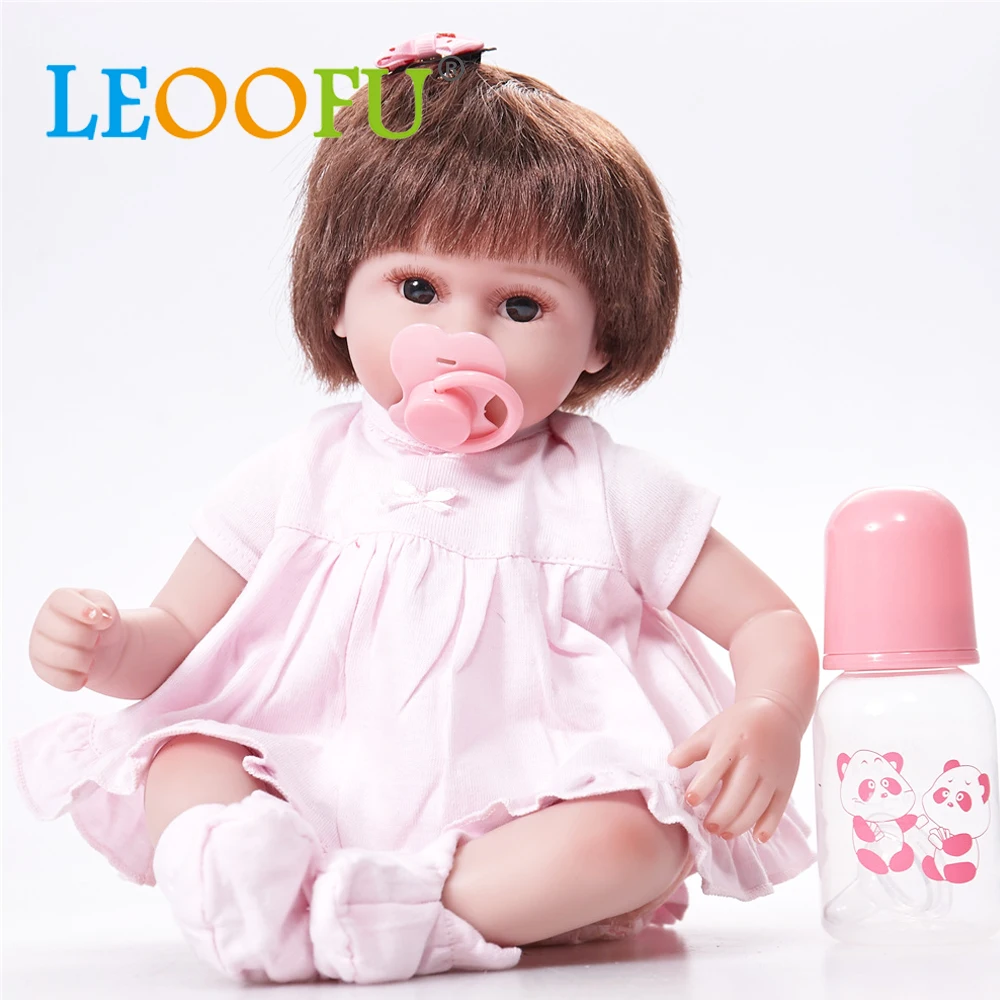 

LEOOFU 17inch silicone reborn boneca realista fashion baby dolls for princess children birthday gift bebes reborn doll toys