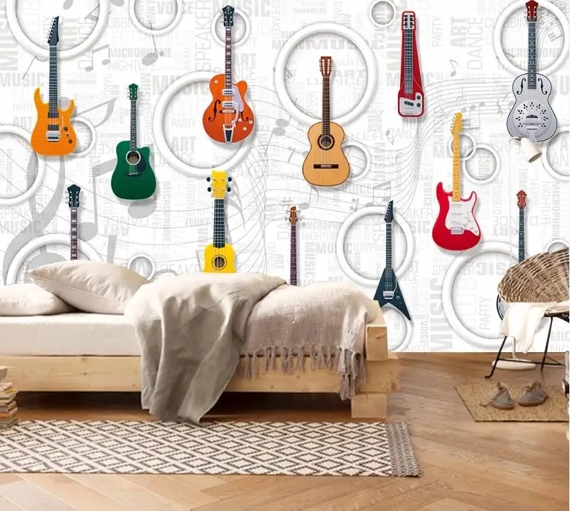Wellyu papel parede пользовательские обои гитара музыкальное оборудование КТВ Бар 3D Трехмерная оснастка стены папье peint behang