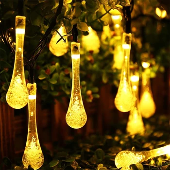 

20/50 LED Solar String Light Waterproof Water Drop Garland Lamp String Fairy Lights Outdoor Garden Christmas Party Decoration