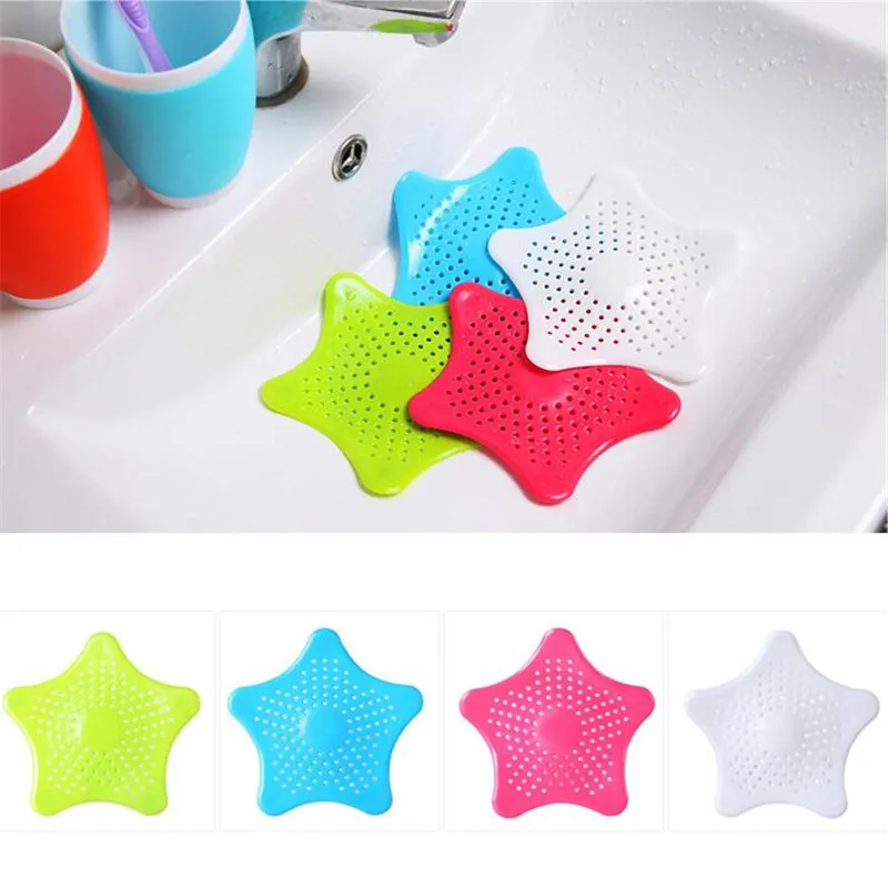 

2018 New kitchen silicone five-pointed star sink filter bathroom sucker floor drains shower hair sewer filter colanders strainer