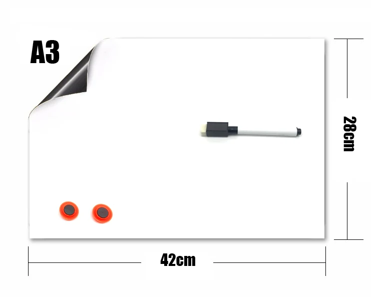 42*28 см мягкие Холодильник Гибкий A3 Доска сообщения доска магнитные записки холодильник Блокнот водонепроницаемый 1 маркер и 2 кнопки