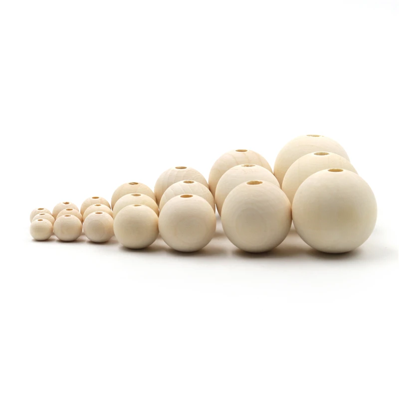 

2018 New Fine Quality Unfinished Wooden Beads 8-35mm Teething Beads Round Wood Beads For baby care Toys Jewelry